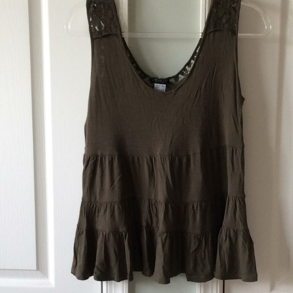 Green lace, flared top